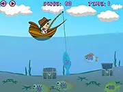 The character Mr. Odd Fischer fishing in the Odd Fisherman Math Game to catch fish with odd numbers