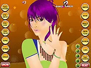 Girl receiving an elegant makeover with makeup and sophisticated accessories