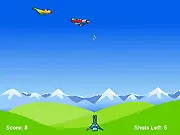 Air Raider anti-aircraft shooting game, a ground gun firing at multiple enemy planes in the sky, free arcade defense game