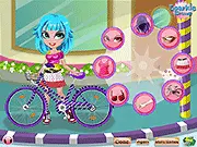 Vivian dressed in a stylish, sporty outfit with a matching bicycle for a bike ride