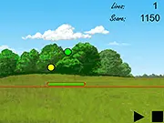 Free online arcade game thumbnail for Avoid the Laser, showing a small character successfully dodging a sweeping red laser beam while collecting a floating yellow object.