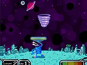 Atomik Pong video game screenshot showing two paddles on either side of the screen with a glowing ball in the center