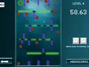 Screenshot of the free online game Astro Bolt showing a small object navigating a grid-like space maze with holes