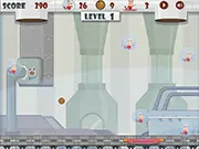 Doozy Bubble free online arcade game screen showing a paddle and a ball bouncing to hit multiple colored bubbles