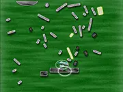 Keak Out 2 game screenshot showing the paddle, ball, and various colored break-out bricks with power-up effects