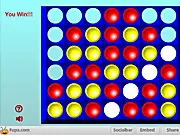 Playing Connect 4 free online strategy board game, lining up four red discs