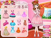 Princess Beauty Secret Dressup game showing a beautiful princess with elegant gowns and royal accessories available for styling her party outfit