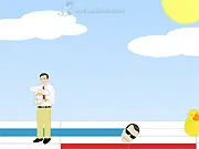 Screenshot of Holzbach Cannon free online game. A cannon preparing to launch Mr. Holzbach's head across a Gantt chart.