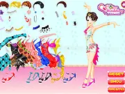 Free online game thumbnail for Cute Dancer Dress Up, featuring a young female Cha-Cha dancer in a beautiful, sequined dress ready for a stage performance.