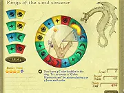 Gameplay screenshot of Ring Pass Not, showing a magic ring structure with geometric puzzle tiles falling into it to prevent a dragon attack
