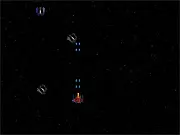 Infinite Armada space shooter game, ship flying through debris and enemies, play free online arcade game