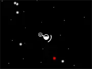 The in-game screen for the free online game ColourPod, showing a small pod character surrounded by swirling, bright color fragments and abstract colorless enemies.