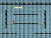 The main screen of the free online arcade game Anaconda The Space Snake, showing a long, segmented snake navigating an endless space background and collecting food orbs.