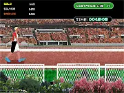 Screenshot of UltraSports Triatholon online game showing the athlete competing in one of the three events: running, biking, or swimming.