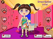 Kate First Date dress-up game screenshot showing Kate looking excited while choosing an outfit for her date with Kevin