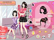 Two stylish cartoon sister characters showing off their fashionable outfits in the Big Sister Dressup online game