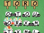 Word Herd free online word search puzzle game, showing hidden words placed among a herd of sheep on a grassy field.