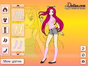 Anime girl Fumiko Dressup game with stylish colorful clothing and accessories, free online fashion game