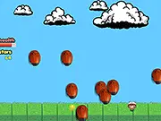 Screenshot of the Cute Avoider game showing a small, cartoon avatar dodging various colorful falling objects while collecting a heart and a star.