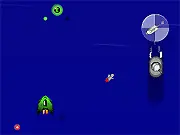 Glowmonkey Vs The Meltdown game screenshot showing the monkey hero flying and shooting against enemies over a melting, cracked ice landscape.