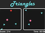 Screenshot of Triangles dual-control game showing two geometric shapes (possibly triangles) being controlled simultaneously