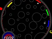 Screenshot of the Round Rong game showing multiple player paddles arranged in a circle attempting to hit a ball in the center.