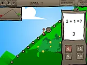 Math Mountain free online game, player racing computer to solve math problems, educational brain training game
