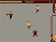 Fau Invaders free online arcade game, campus janitor fending off drunk invaders, retro old console style screenshot