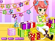 Birthday girl character wearing a stylish party dress in the Birthday Girl Dress Up online game