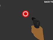 Shoot It free online game screenshot showing a crosshair aimed at a bullseye target on a shooting range