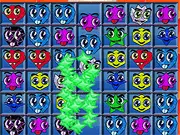 The game screen for Happy Jewels, showing a grid filled with colorful, sparkling gems ready to be matched in this free online puzzle game.