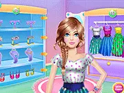 Teacher Transformation Dressup game showing a stylishly dressed female professor in a classroom setting. Play free online makeover and dress-up game.