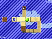 The Flapo game screen showing a ball on a jump pad in a complex multilevel maze with bright tiles waiting to be destroyed