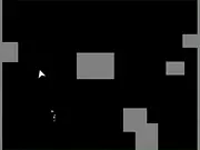 Cavern Flier game screenshot showing a rocket flying through a narrow cave, avoiding rock obstacles and testing altitude.