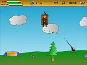 G.I. Jetpack free online arcade shooter game showing a soldier using a jetpack to fly upwards while shooting at enemy aircraft.