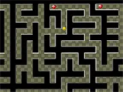 Diamond Maze 3 game screen showing a top-down view of a blue and white maze with collectible diamond items scattered across the path. Play free online puzzle game.