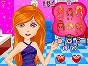 Screenshot of the free online fashion game Lea Gorgeous Dress Up showing Lea wearing a stunning dress, perfectly applied makeup, and elegant jewelry.