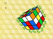 Virtual 3D Rubik's Cube free online game, with multiple colors scrambled on its faces