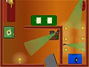 Jewel Thief free online stealth maze puzzle game screenshot. Character sneaking past security guards and cameras to steal a jewel.