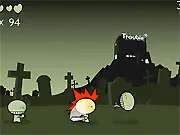A dynamic screenshot of the free action RPG game Fright Club, showing the player character wielding a sword and fighting several incoming enemies on a dark battleground.