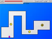 The Purple Box 3 free online platformer game, purple box character leaping over hazards and collecting golden coins