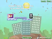Setting up a physics reaction with blocks and levers in Energy Physics online puzzle game