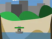 Cloudo free online puzzle game gameplay screenshot, gathering clouds to fill a pond