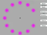 Play Optical 2 free mind puzzle game online, focusing on an 'X' to see blinking colors change due to a visual illusion