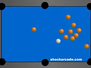 Billiards table showing a game of Shock-Pool online, a simple 2-player pool game