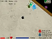 Street Hooligans free online arcade action game screenshot. Character fighting a horde of thugs and hooligans with an upgraded weapon.