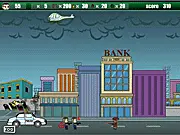 Swat Attack retro action game screenshot, player fighting SWAT agents and a helicopter