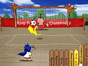 Screenshot of Shoot The Goal free online soccer game showing a player aiming a shot at the goal