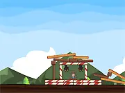 Ice Cream Catapult free online physics puzzle game launching desserts at buildings on PlayArcadeHub