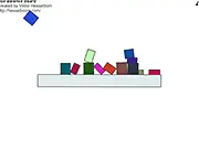 Box Balance Board puzzle game screenshot showing wooden blocks balanced on a seesaw with a level stability bar